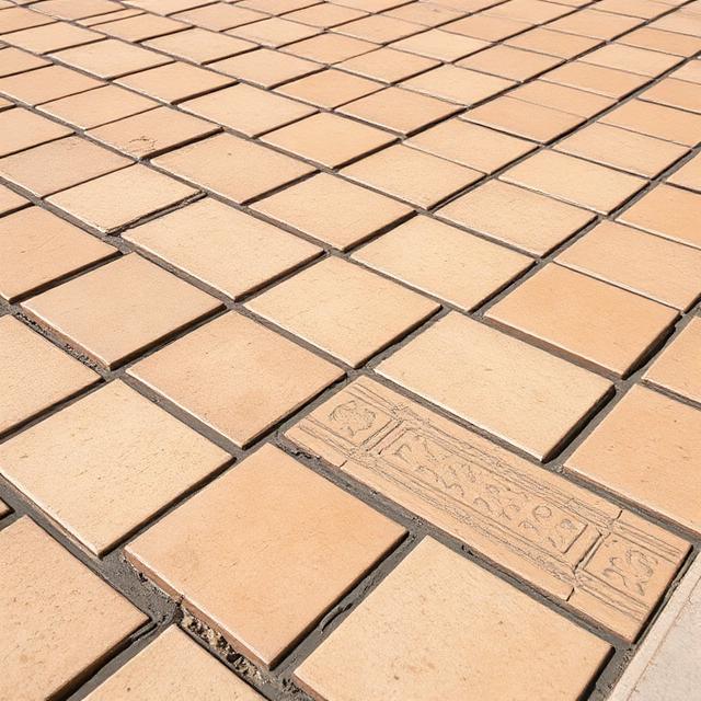 Close-up detail of French pattern paving joints and texture