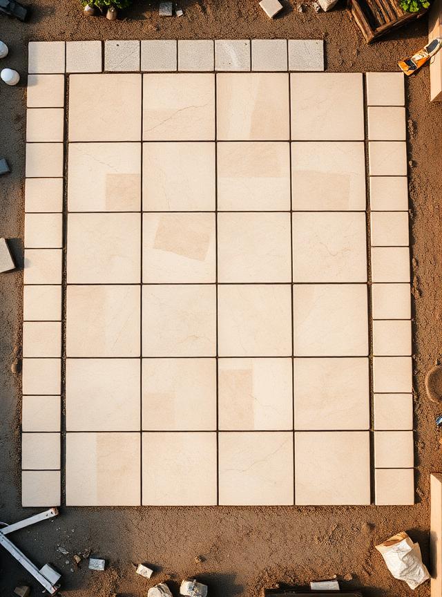 French pattern paving installation in progress