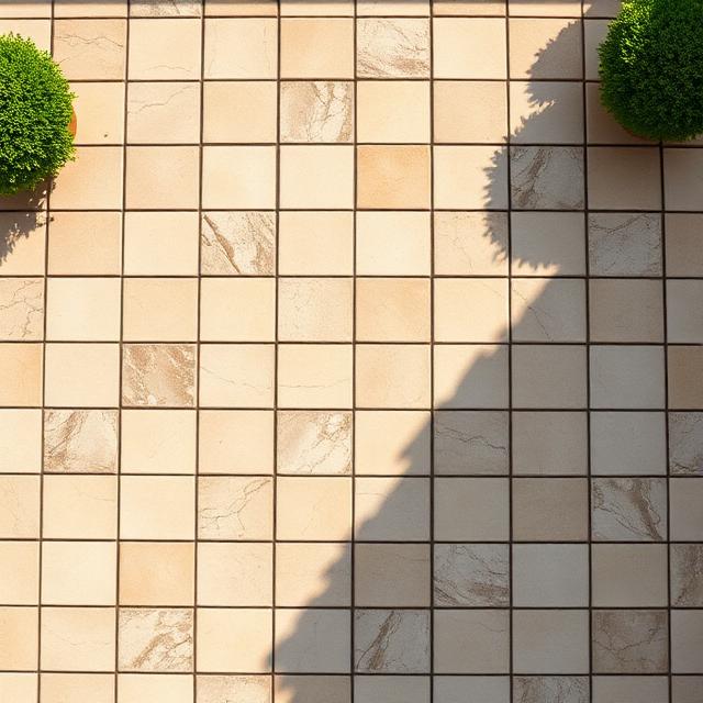French pattern limestone paving with warm cream and beige tones