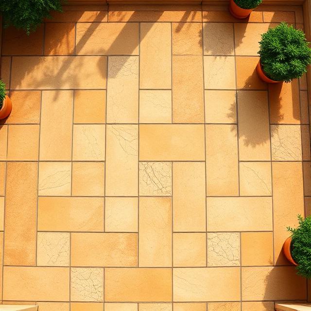 French pattern travertine paving with golden honey tones and natural texture